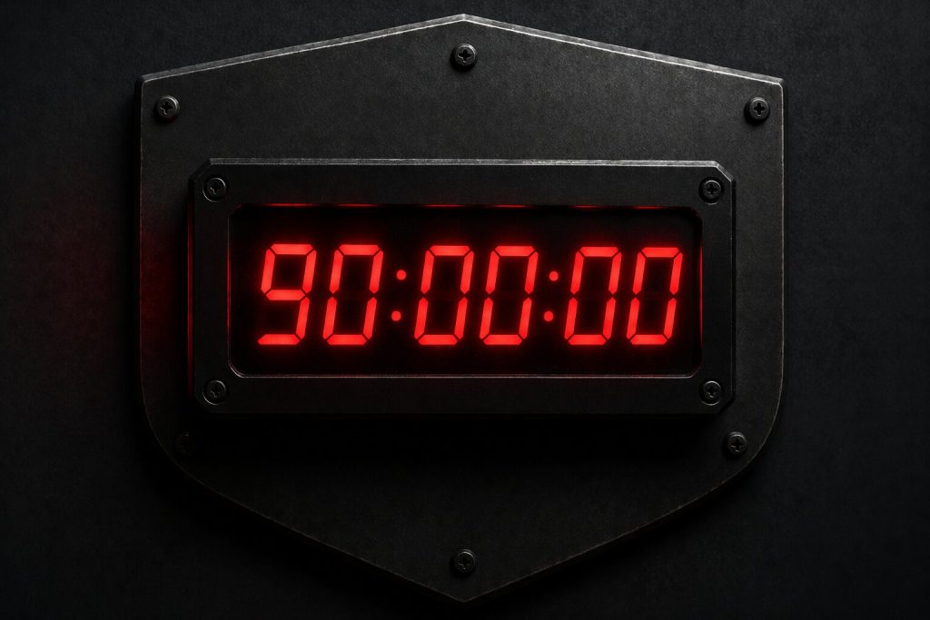 A digital clock representing a 90-day countdown.