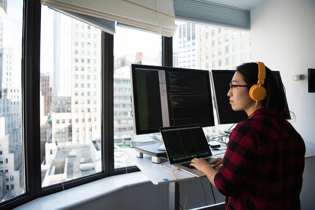 A developer working on code.