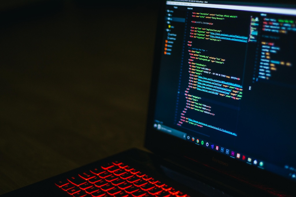 Screen displaying code symbolizing energy efficient coding