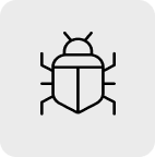 Line drawing of a stylized bug with antennae and segmented body representing bugs in code.