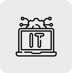 Icon of a laptop displaying "IT" with digital circuitry above.