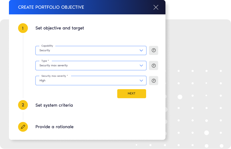 Portfolio objective dashboard