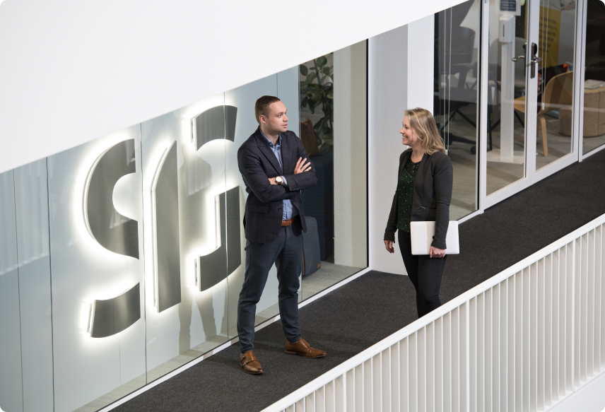 Image of the entrance of the SIG Amsterdam office.