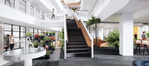Image of the stair route leading to the SIG Amsterdam office.