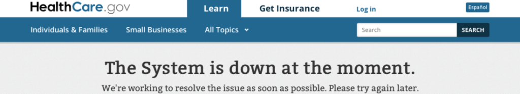 Healthcare.gov crashed almost immediately upon launcg