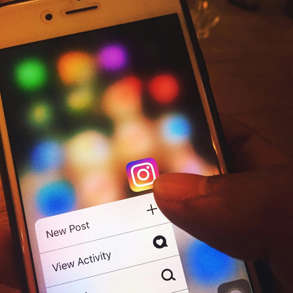 Image of the instagram app zoomed in on a phone screen